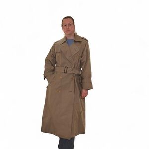 Khaki Burberry trench coat with belt